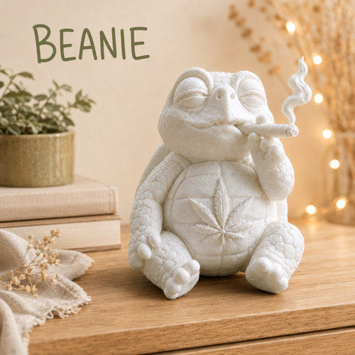 Shellax Beanie – unbemalte weiße Schildkrötenfigur aus PLA+ zum Selbstgestalten, Ansicht 2.