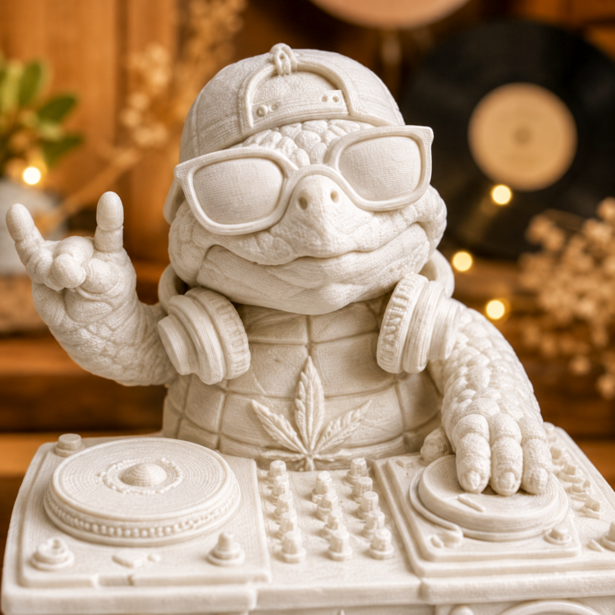 Shellax DJ – weiße 3D-Druck-Figur als kreative Deko zum Bemalen, Ansicht 3.