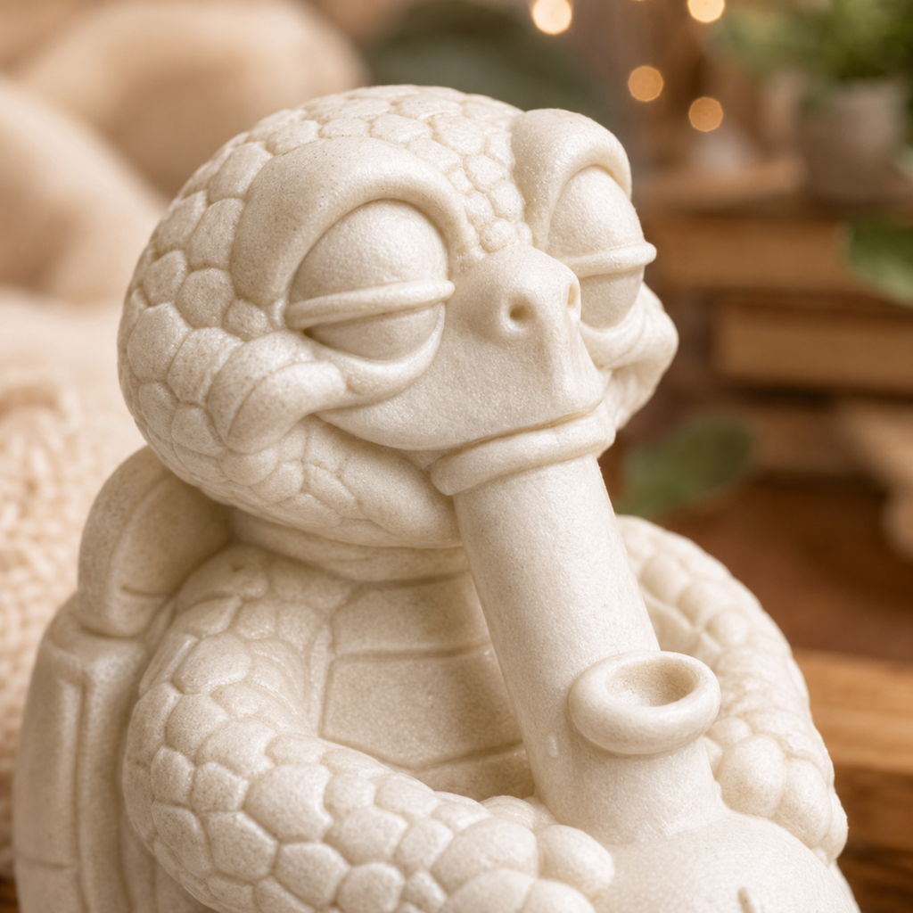 Shellax Marley – weiße 3D-Druck-Figur für entspannte Deko und kreative Bemalung, Ansicht 3.