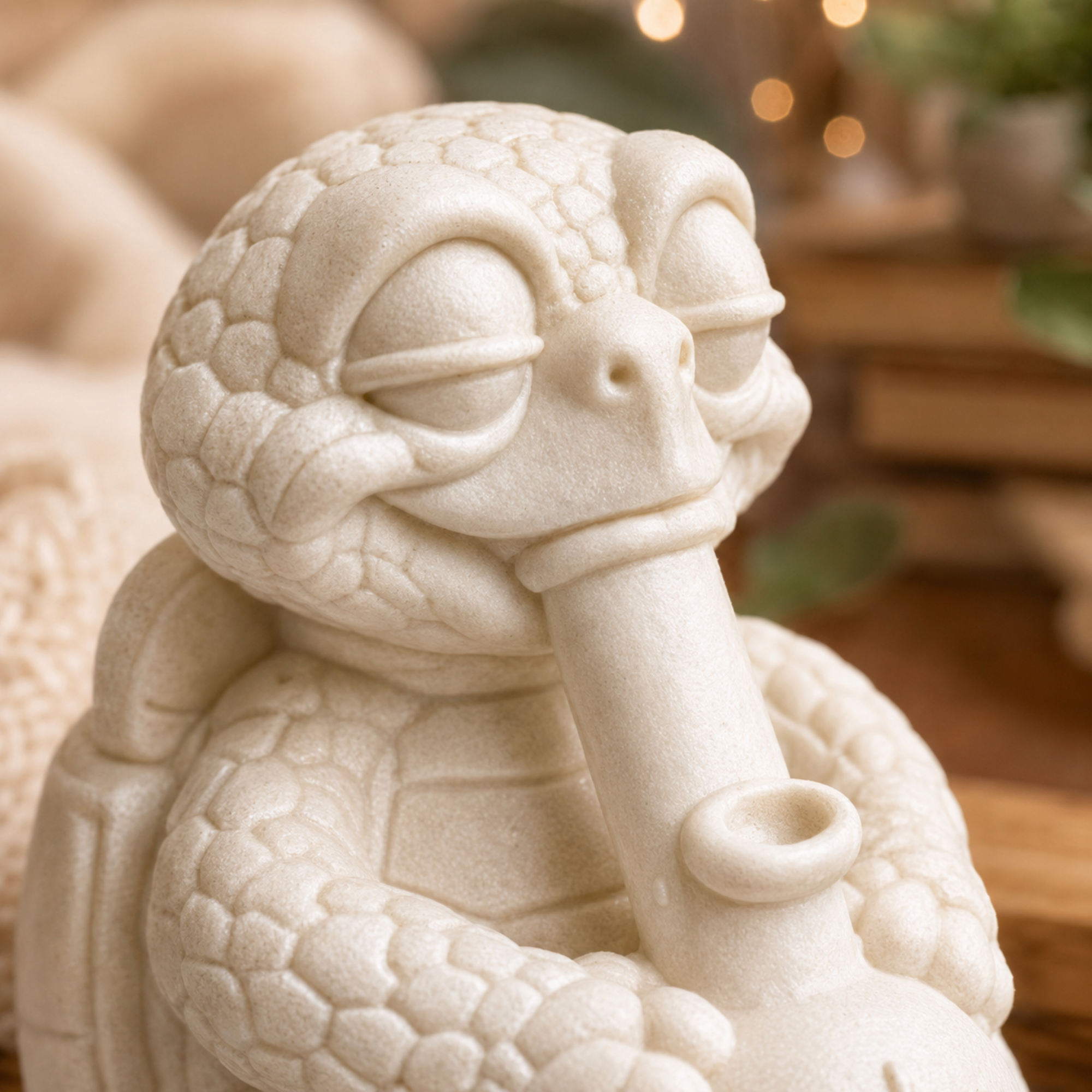 Shellax Marley – weiße 3D-Druck-Figur für entspannte Deko und kreative Bemalung, Ansicht 3.