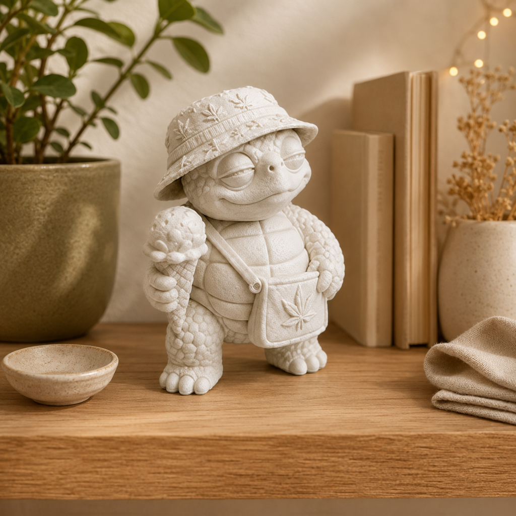 Shellax Coco – unbemalte 3D-Druck-Schildkröte mit Eis als Dekofigur, Ansicht 6.
