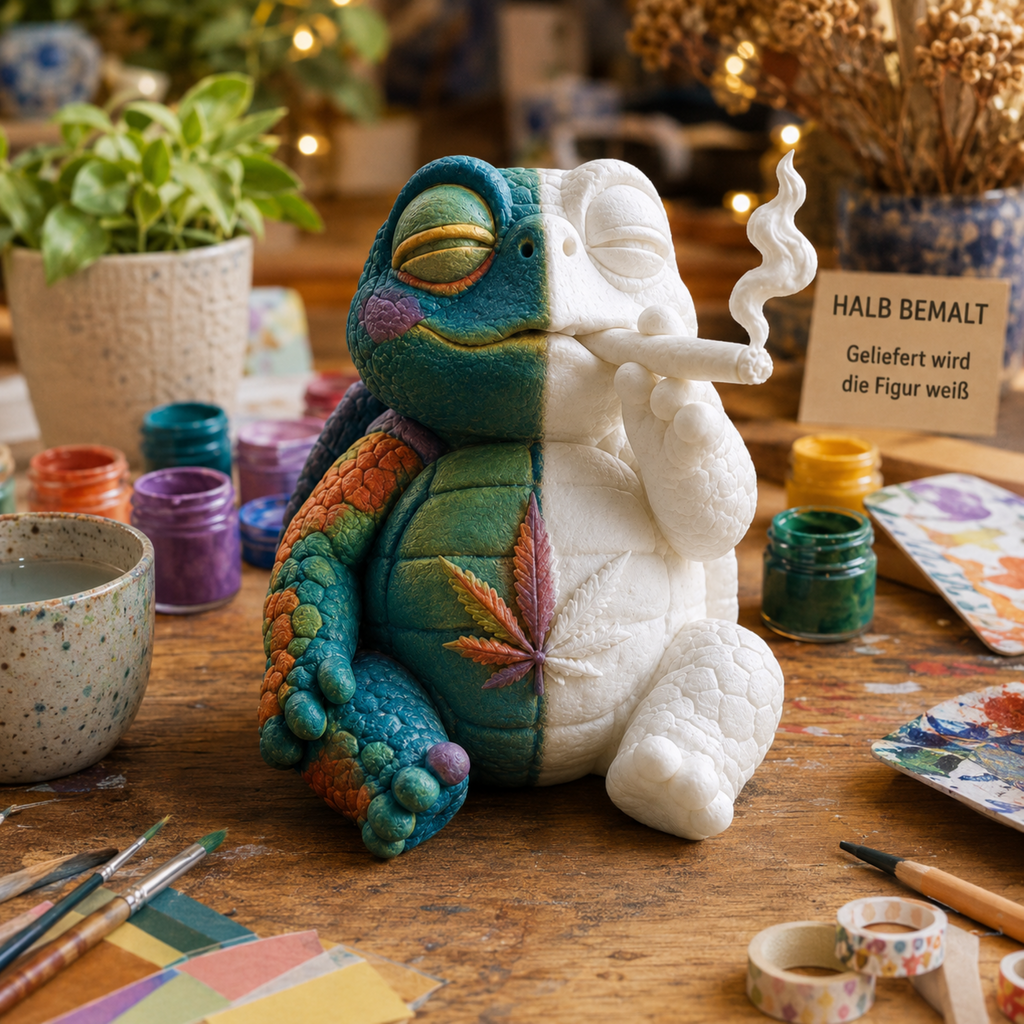 Shellax Beanie – weitere Ansicht der weißen Shellax Schildkröte zum Bemalen und Selbstgestalten.