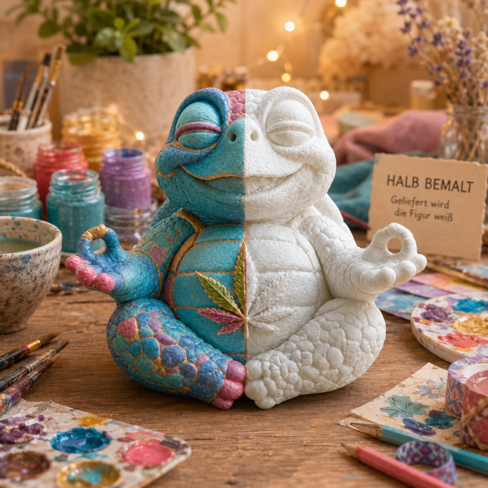 Shellax Shelly – weitere Ansicht der weißen Shellax Schildkrötenfigur zum Selbstgestalten.