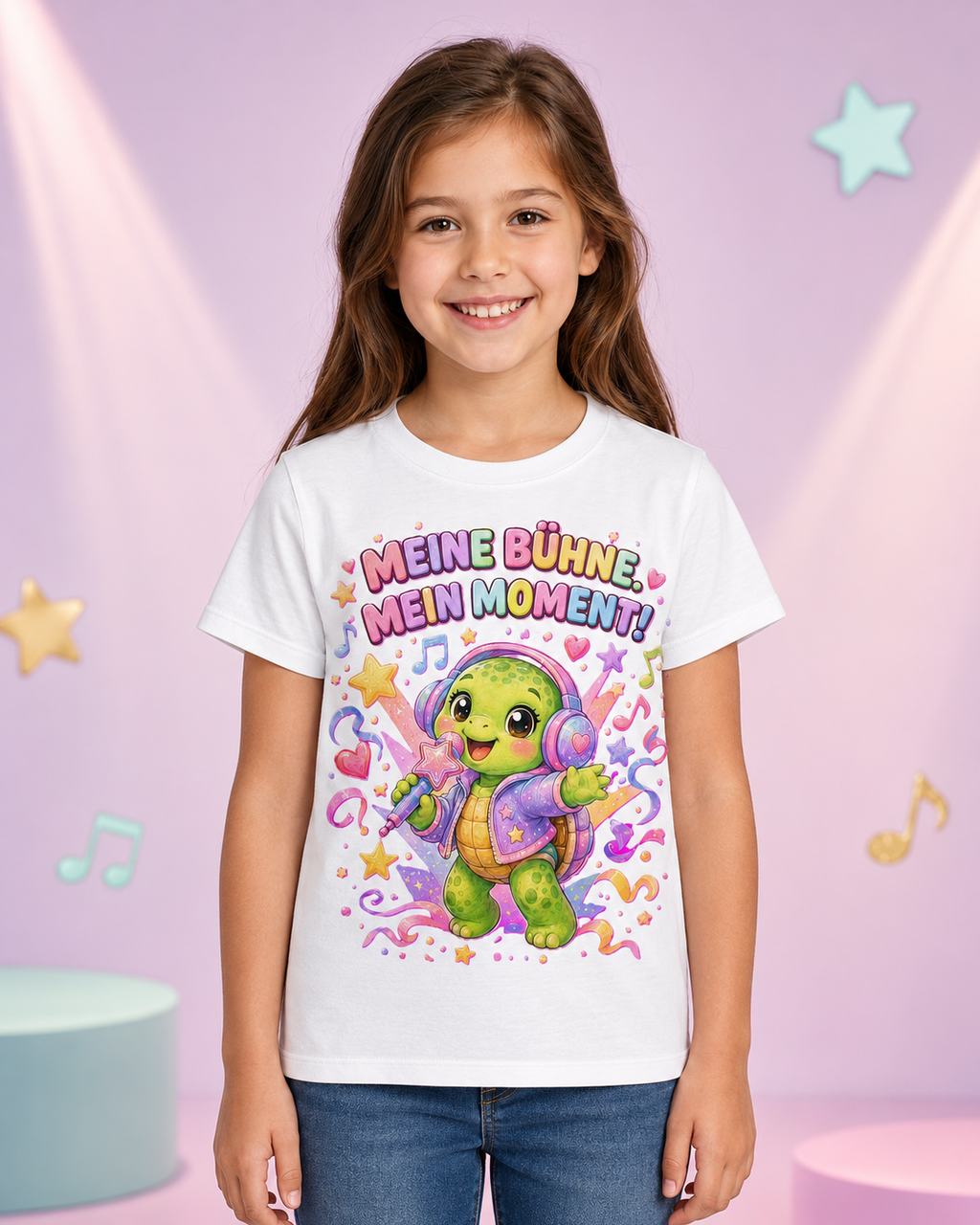 Mädchen-T-Shirt mit singender Schildkröte