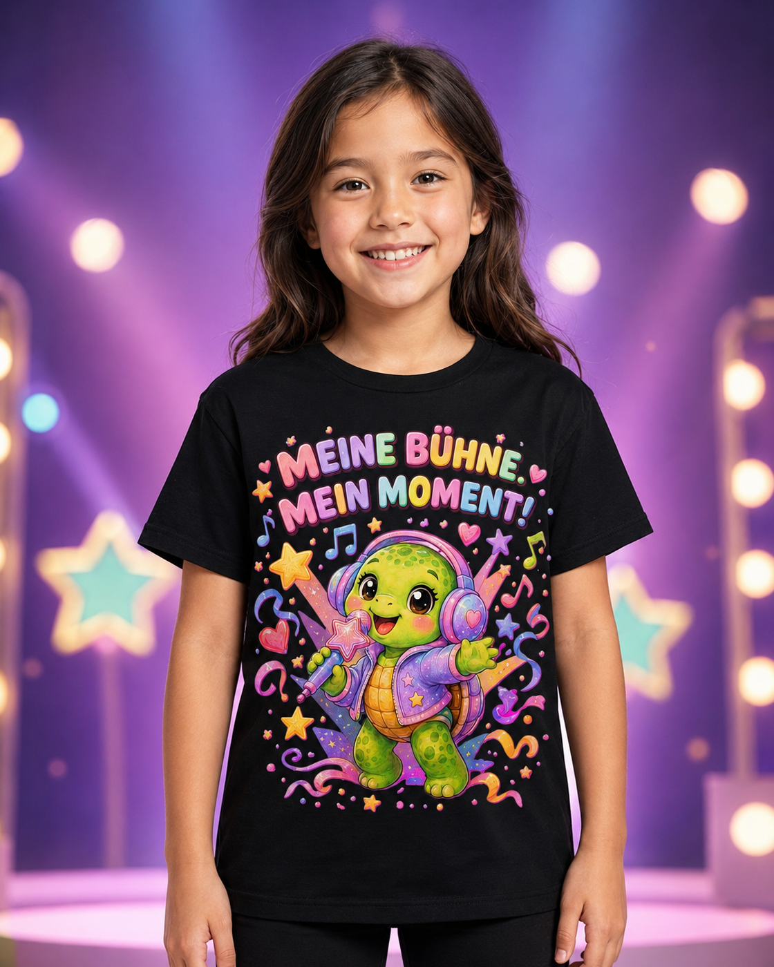 Mädchen-T-Shirt mit singender Schildkröte