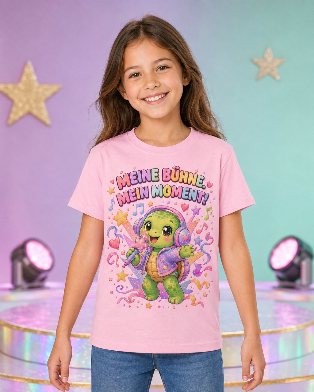 Mädchen-T-Shirt mit singender Schildkröte
