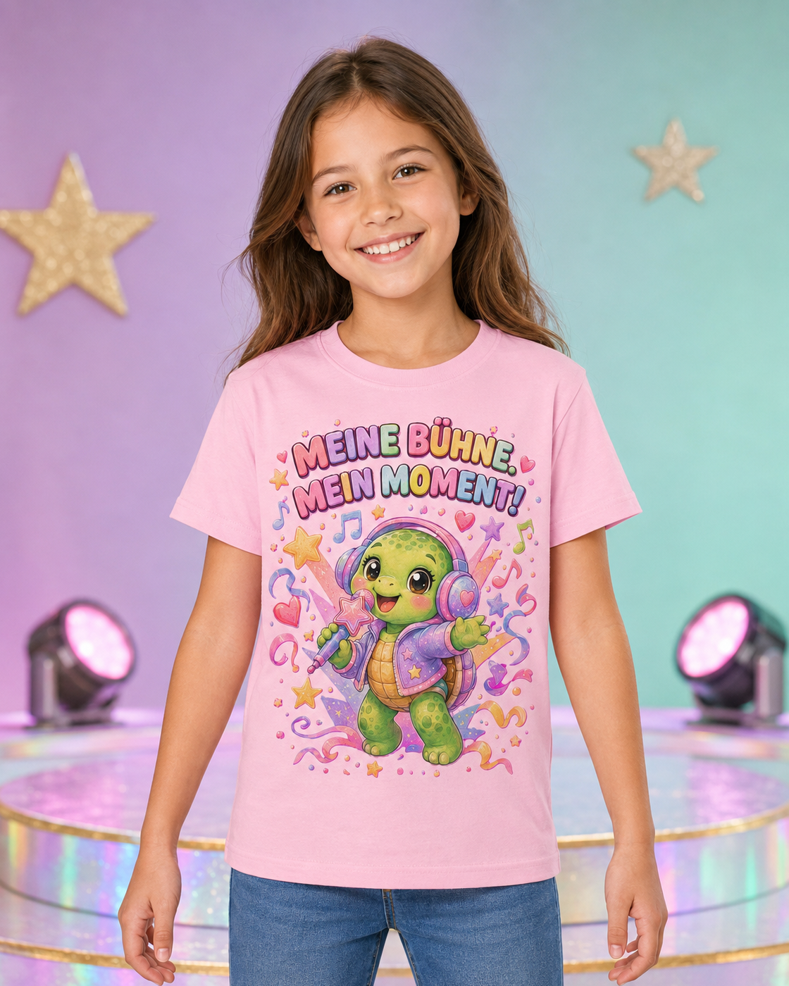 Mädchen-T-Shirt mit singender Schildkröte