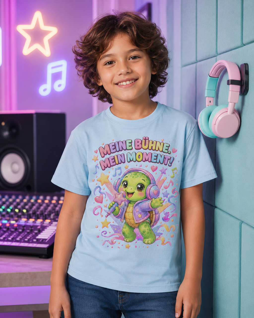 Mädchen-T-Shirt mit singender Schildkröte