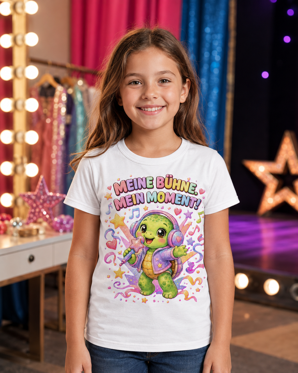 Mädchen-T-Shirt mit singender Schildkröte