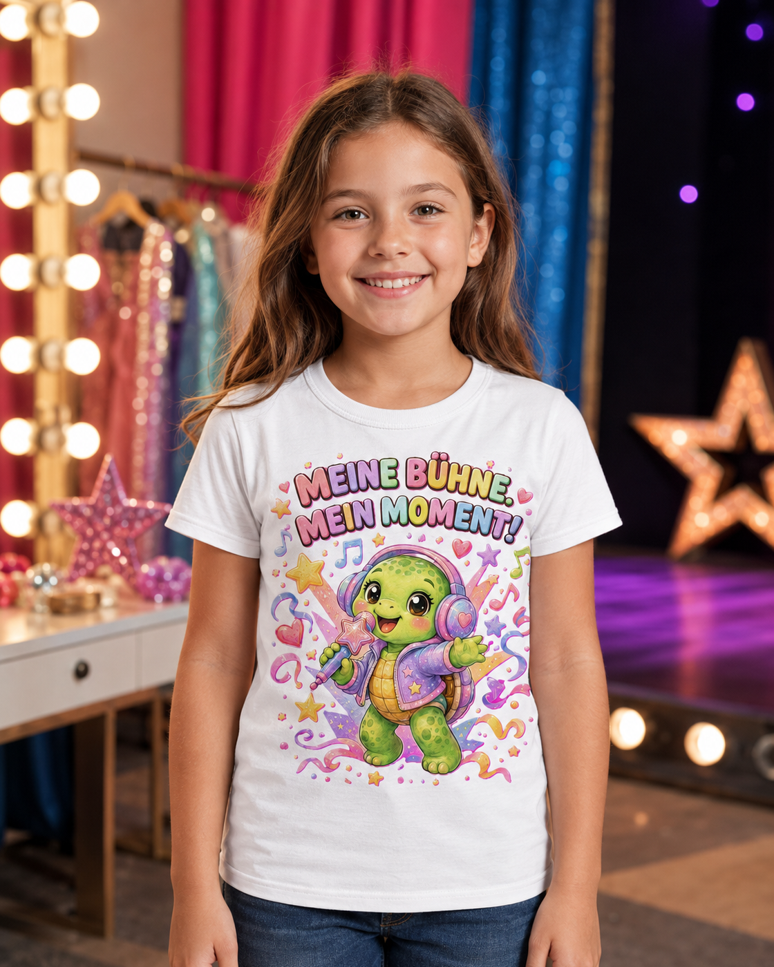 Mädchen-T-Shirt mit singender Schildkröte
