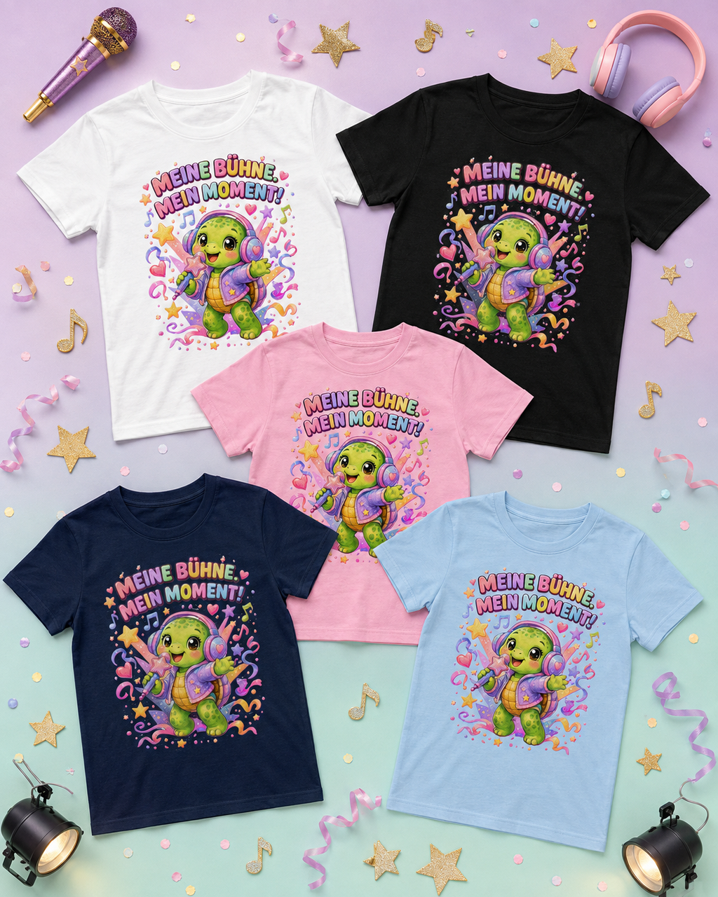 Mädchen-T-Shirt mit singender Schildkröte