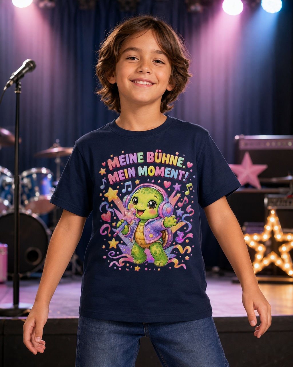 Mädchen-T-Shirt mit singender Schildkröte