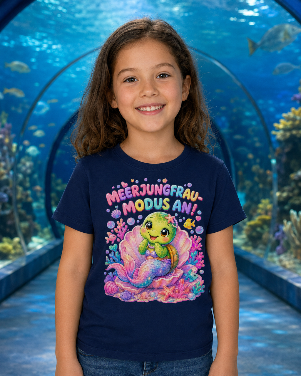 Mädchen-T-Shirt mit Meerjungfrau-Schildkröte
