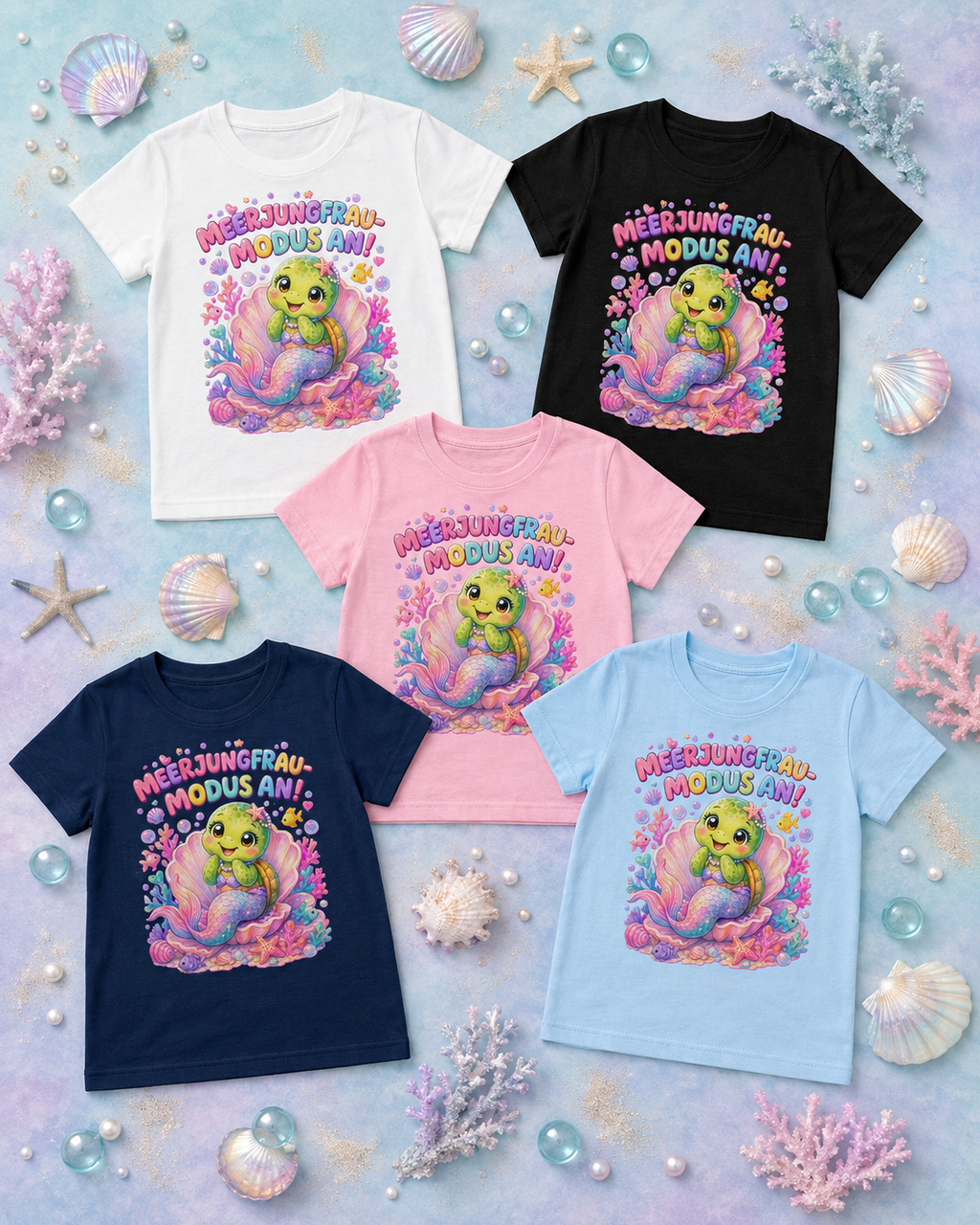 Mädchen-T-Shirt mit Meerjungfrau-Schildkröte