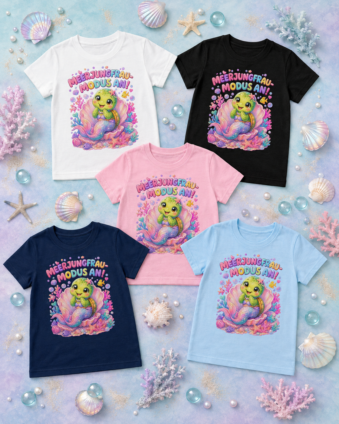 Mädchen-T-Shirt mit Meerjungfrau-Schildkröte
