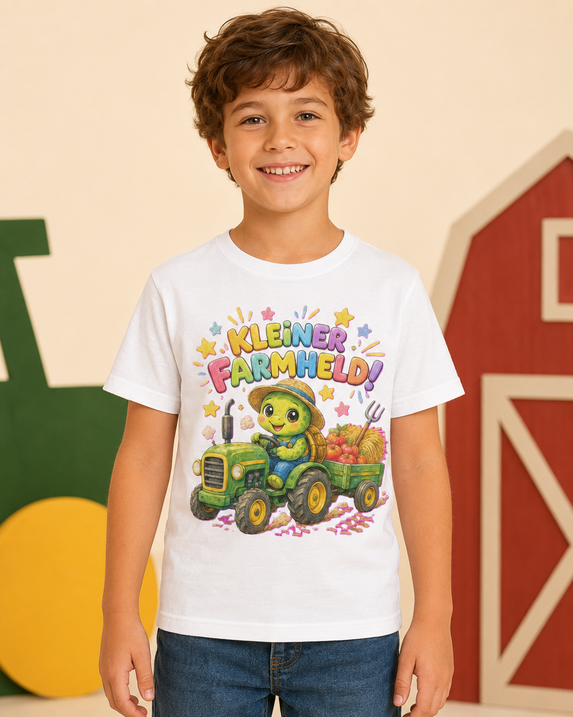 Kinder-T-Shirt mit Traktor-Schildkröte