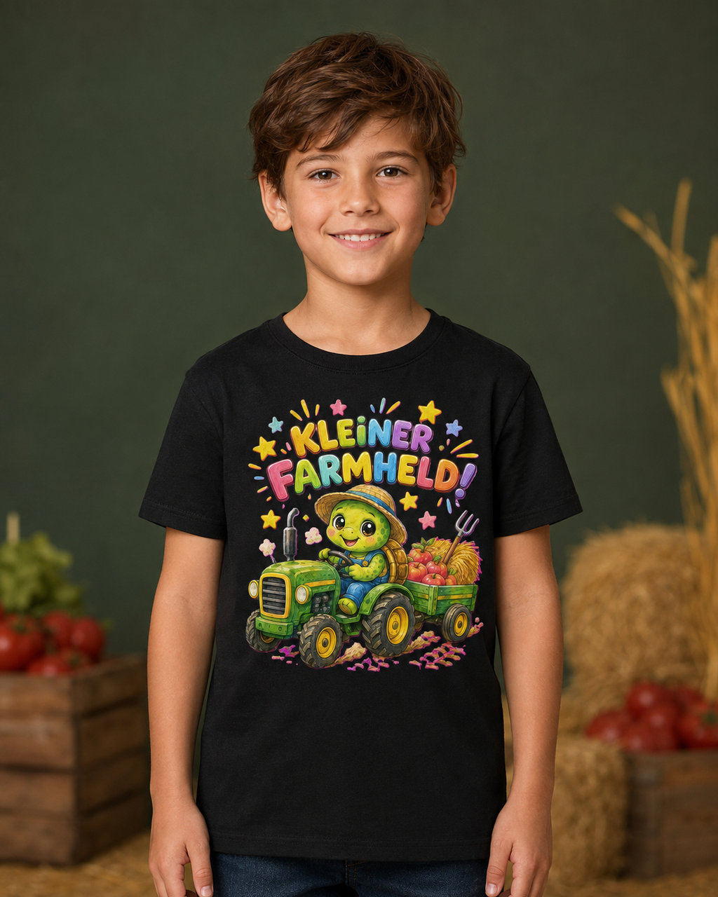 Kinder-T-Shirt mit Traktor-Schildkröte