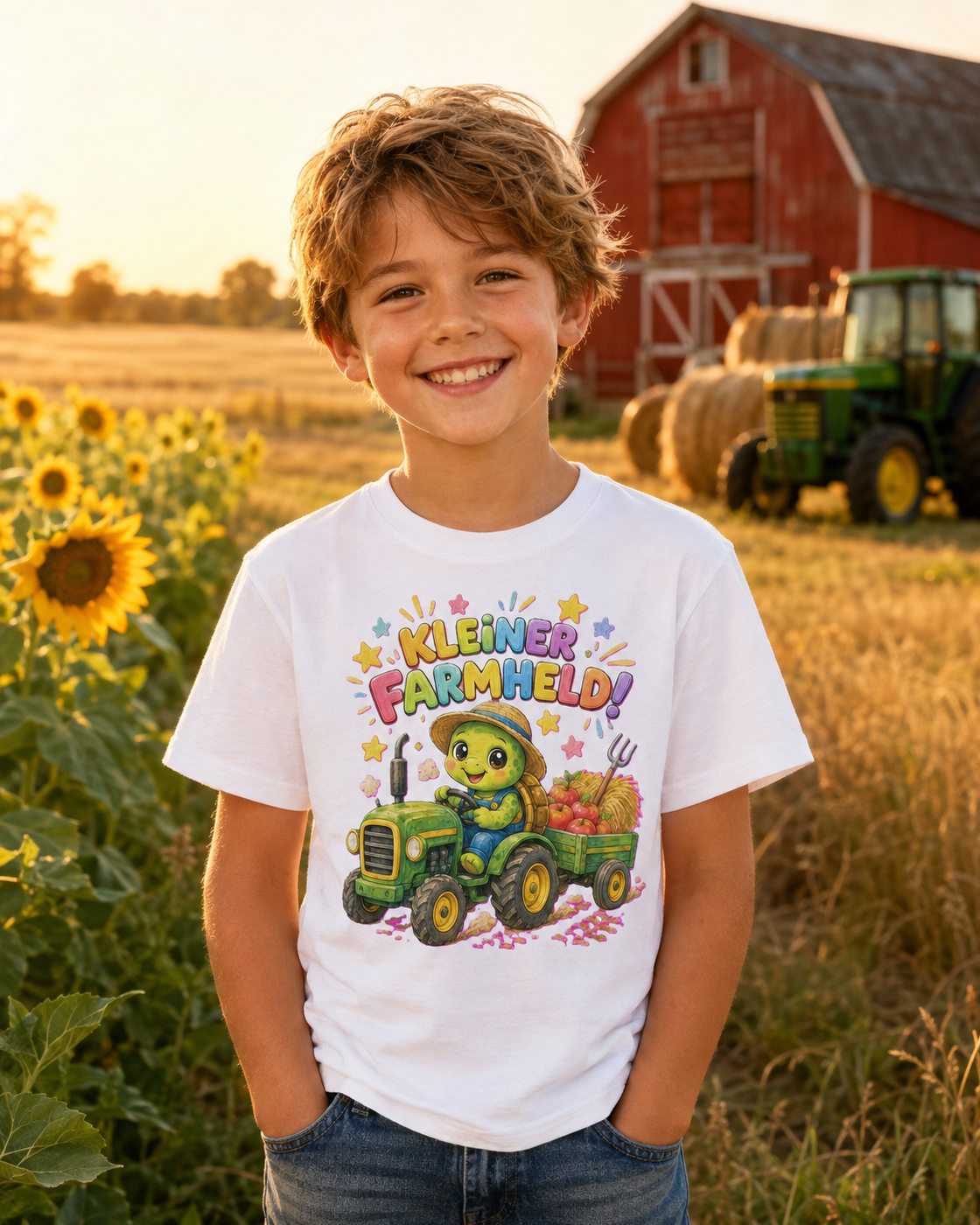 Kinder-T-Shirt mit Traktor-Schildkröte