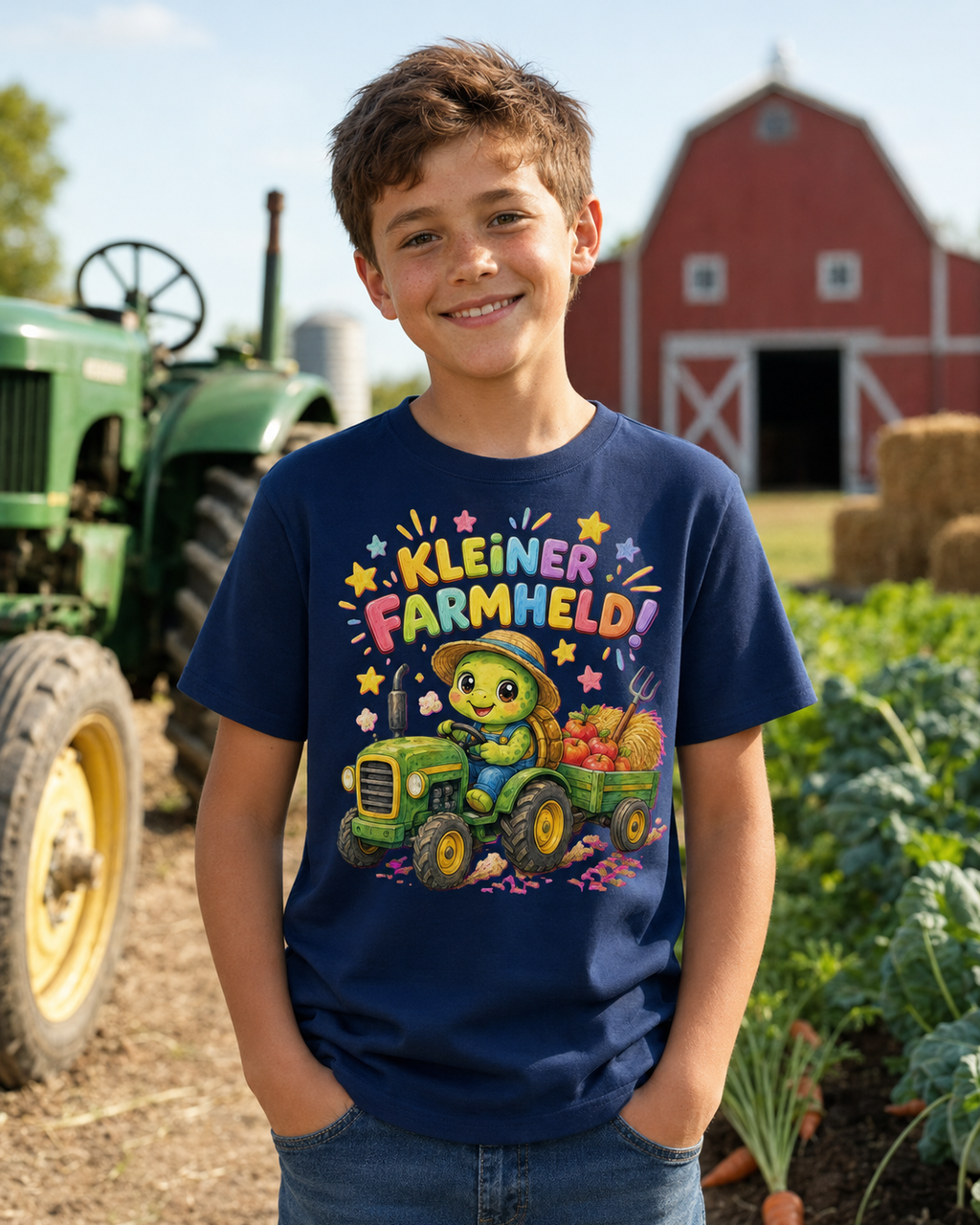Kinder-T-Shirt mit Traktor-Schildkröte