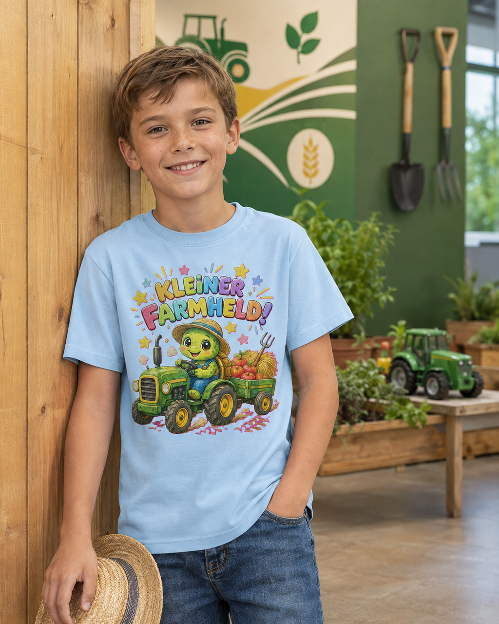 Kinder-T-Shirt mit Traktor-Schildkröte