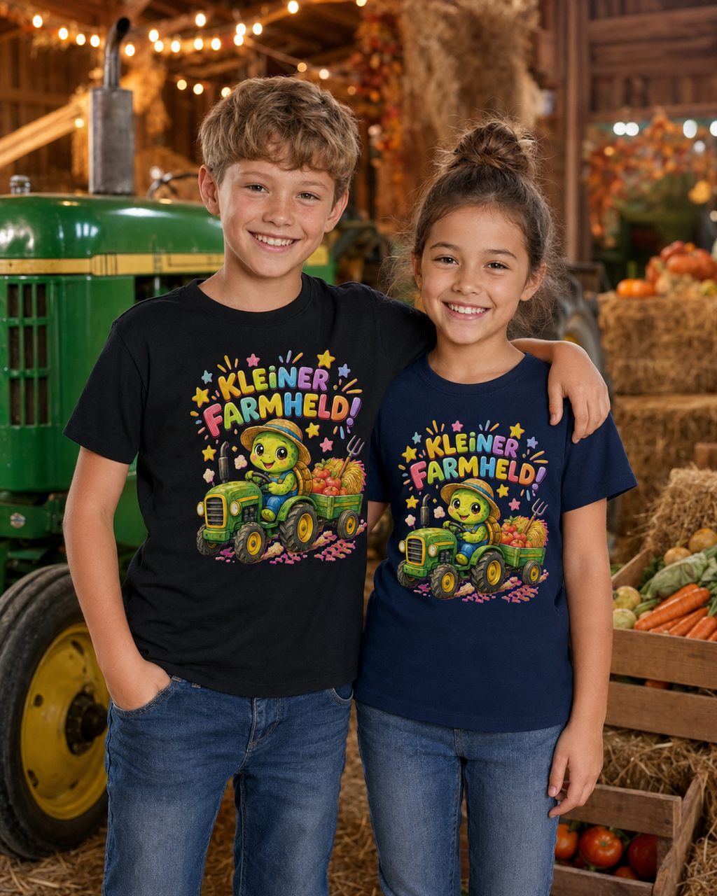 Kinder-T-Shirt mit Traktor-Schildkröte