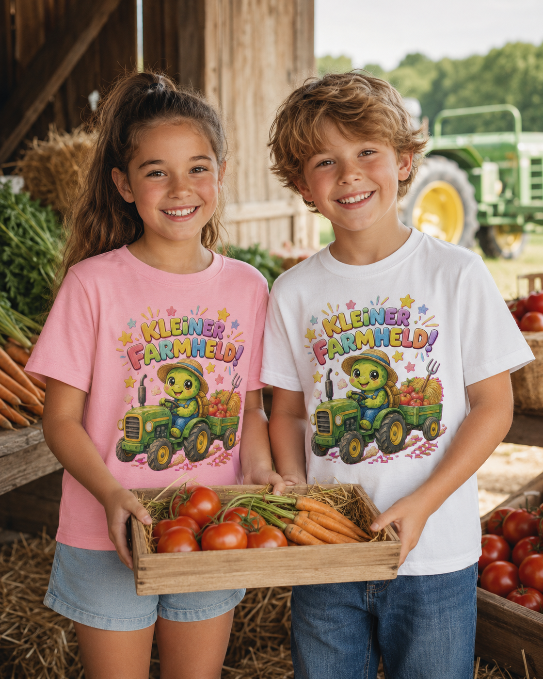 Kinder-T-Shirt mit Traktor-Schildkröte