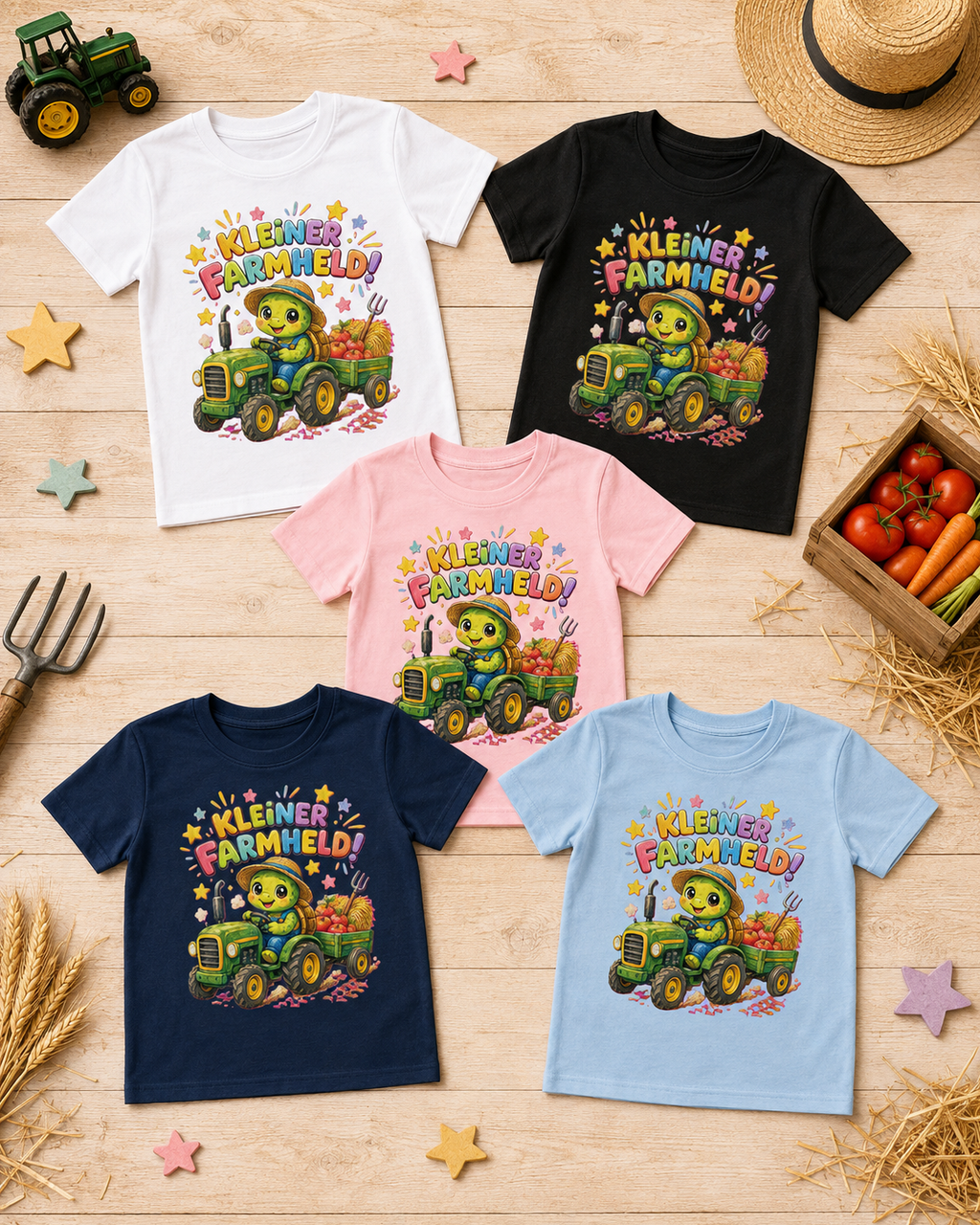 Kinder-T-Shirt mit Traktor-Schildkröte