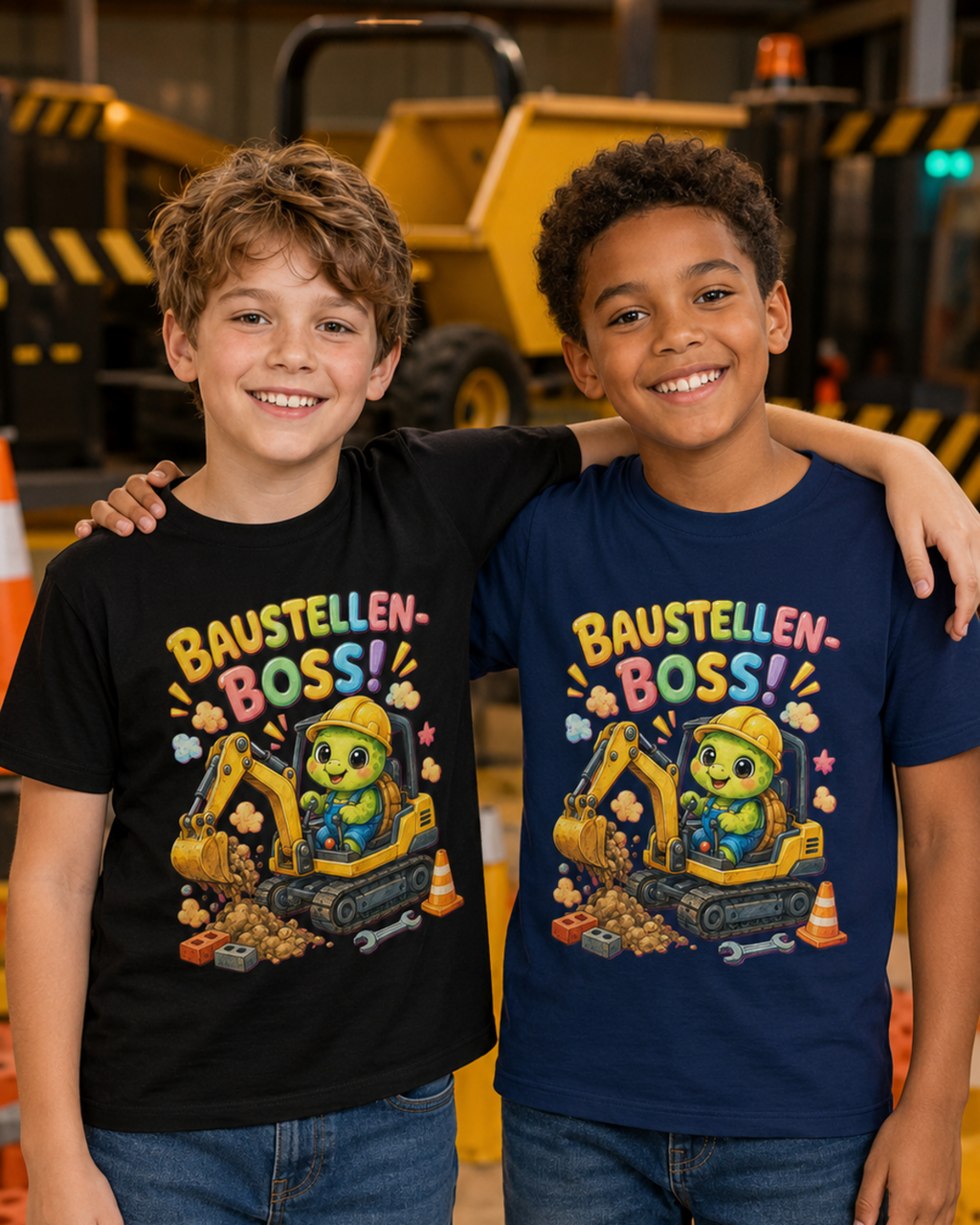 Kinder-T-Shirt mit Bagger-Schildkröte