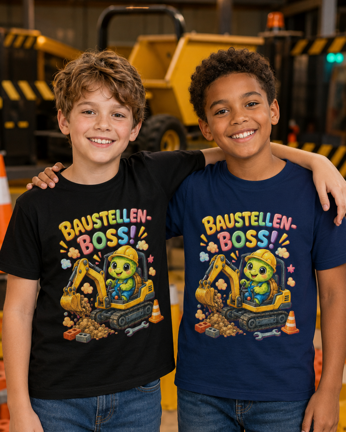 Kinder-T-Shirt mit Bagger-Schildkröte