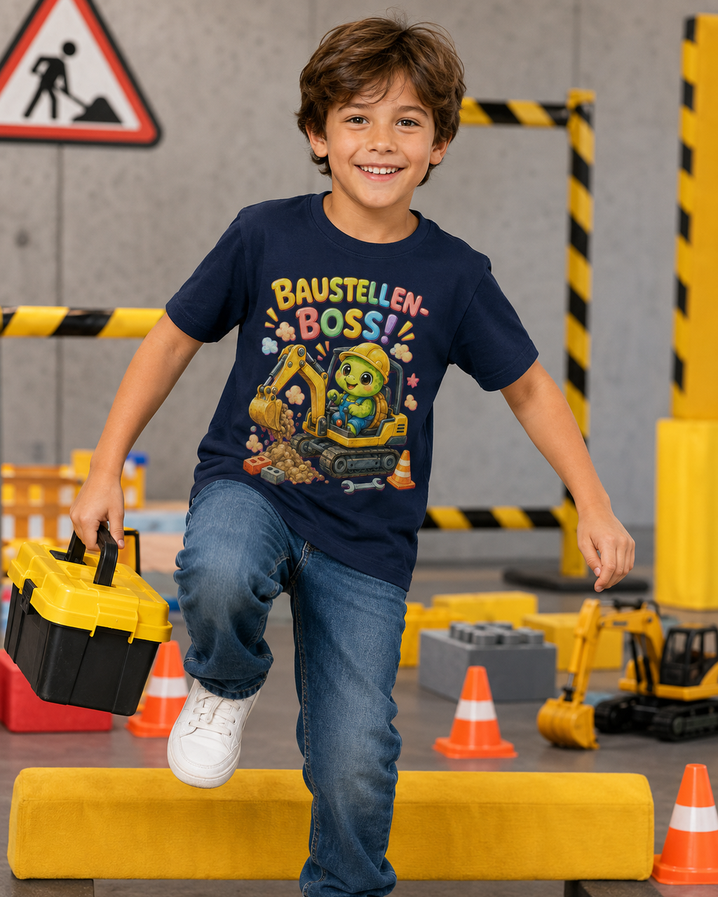 Kinder-T-Shirt mit Bagger-Schildkröte