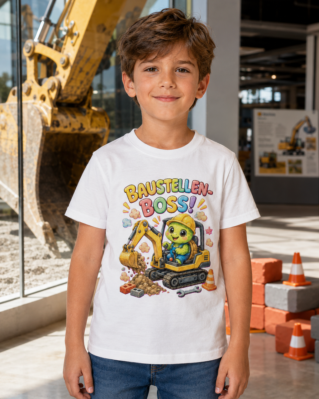 Kinder-T-Shirt mit Bagger-Schildkröte
