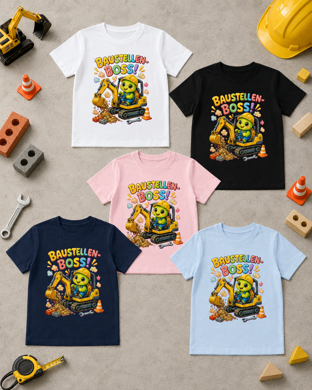 Kinder-T-Shirt mit Bagger-Schildkröte