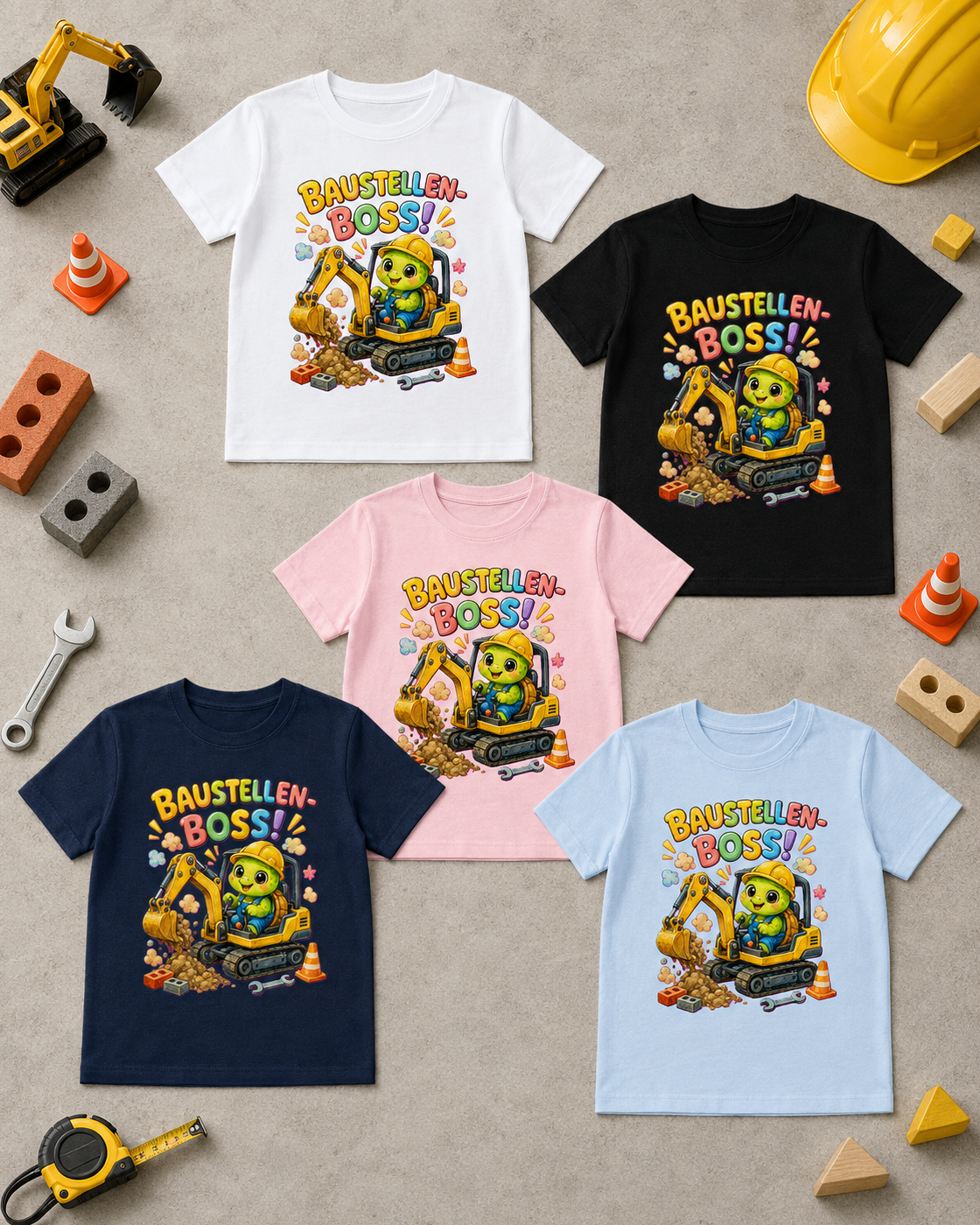 Kinder-T-Shirt mit Bagger-Schildkröte
