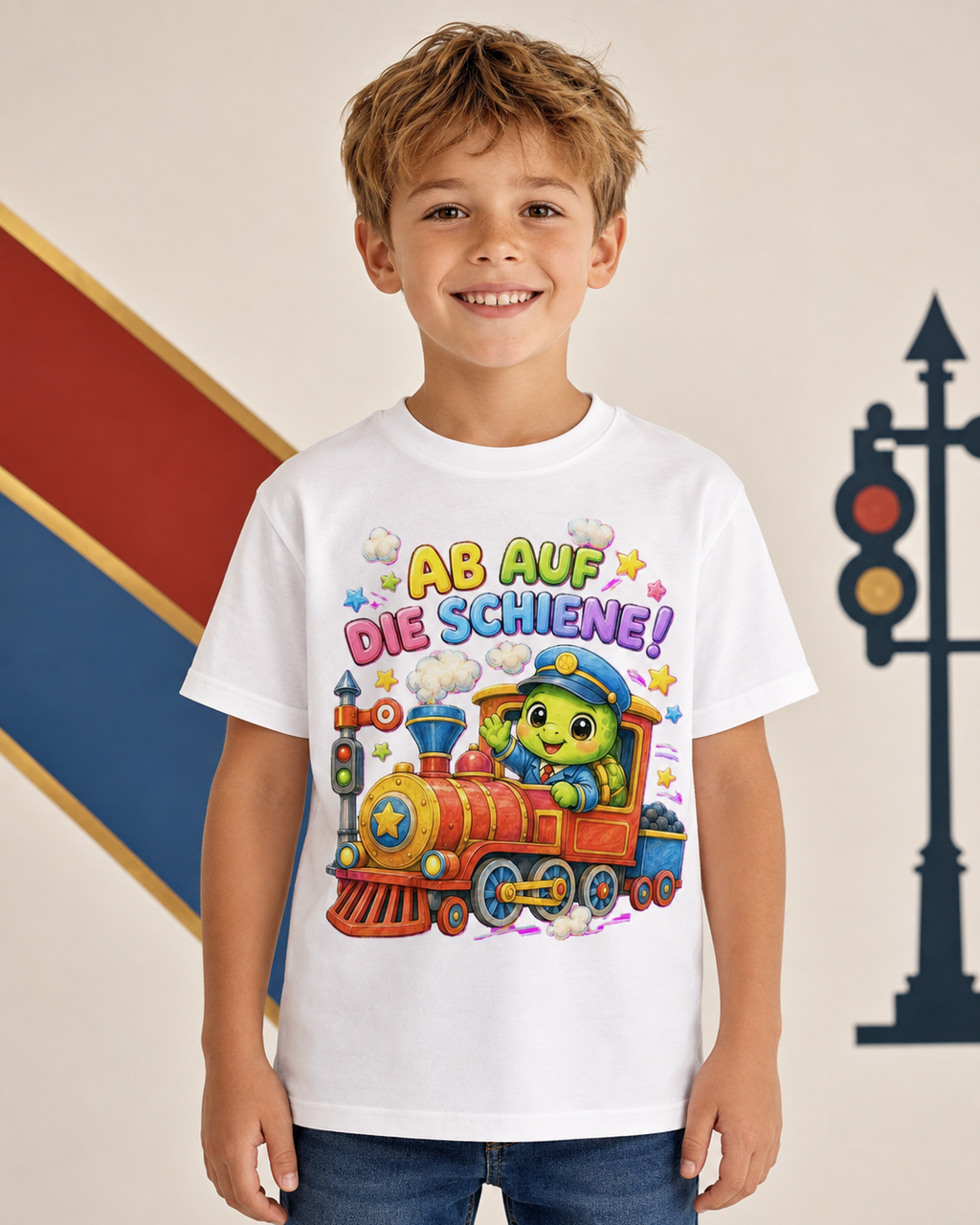 Kinder-T-Shirt mit Lokführer-Schildkröte