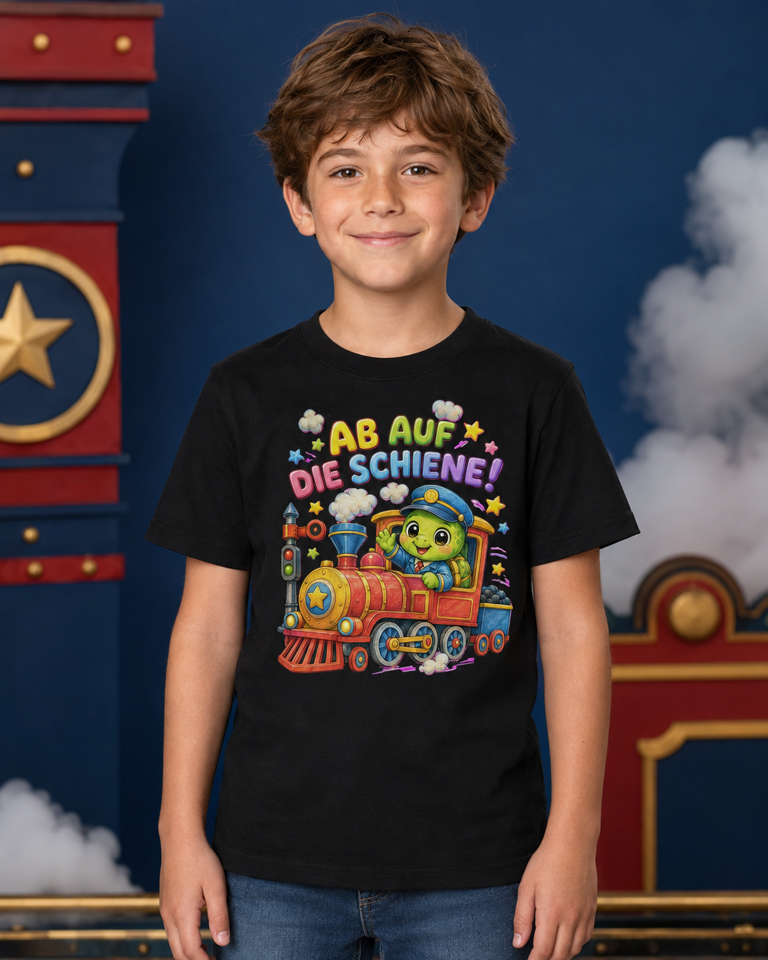 Kinder-T-Shirt mit Lokführer-Schildkröte
