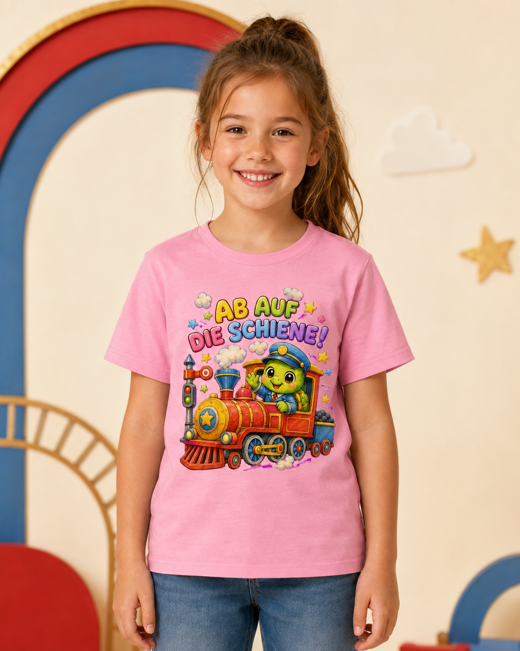 Kinder-T-Shirt mit Lokführer-Schildkröte
