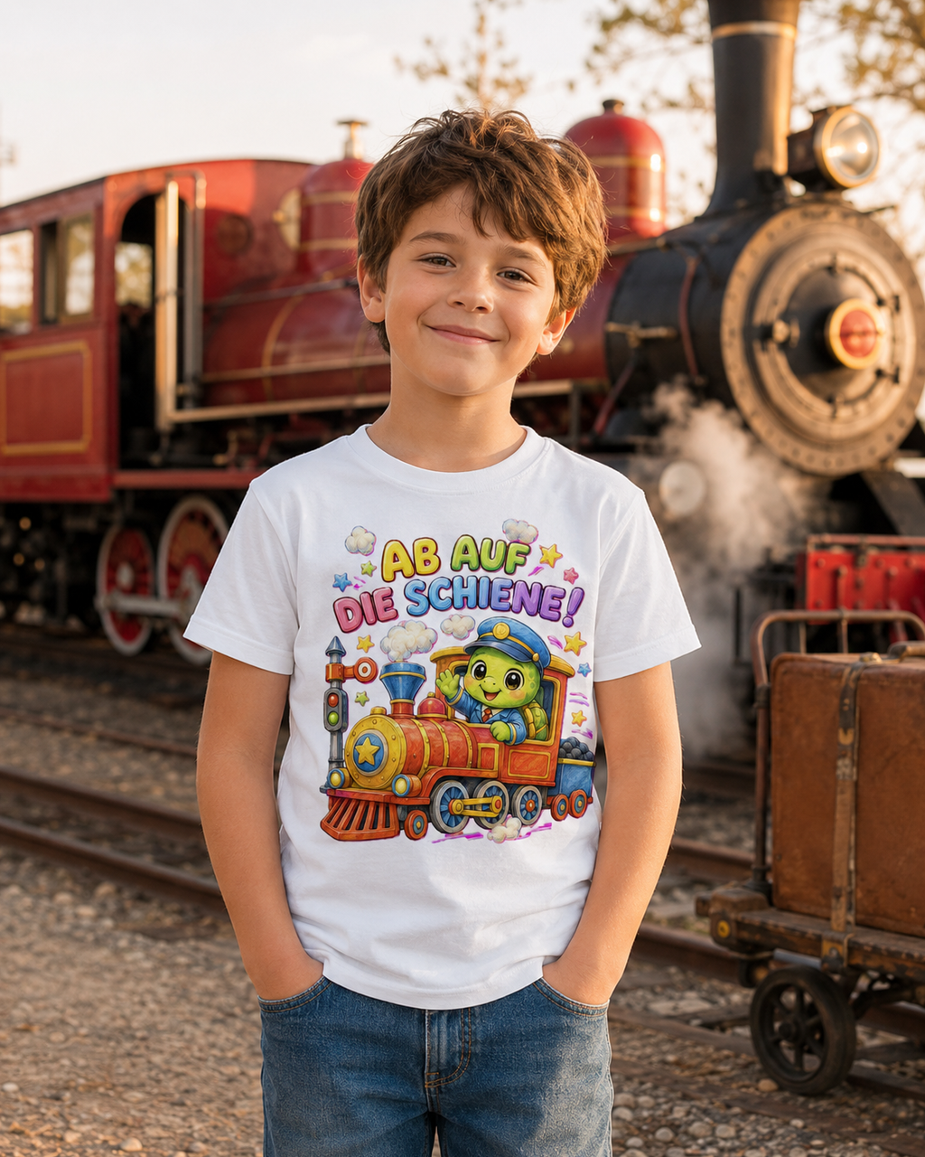 Kinder-T-Shirt mit Lokführer-Schildkröte