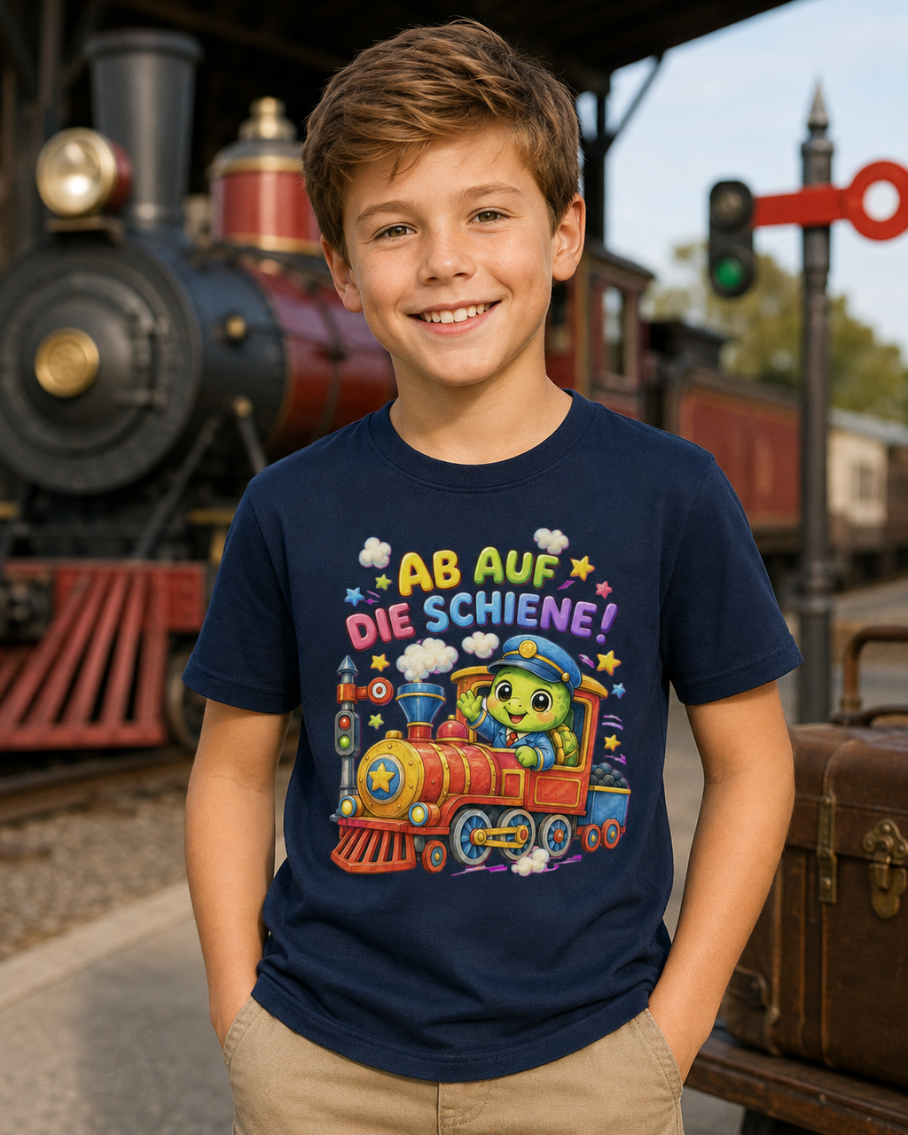 Kinder-T-Shirt mit Lokführer-Schildkröte