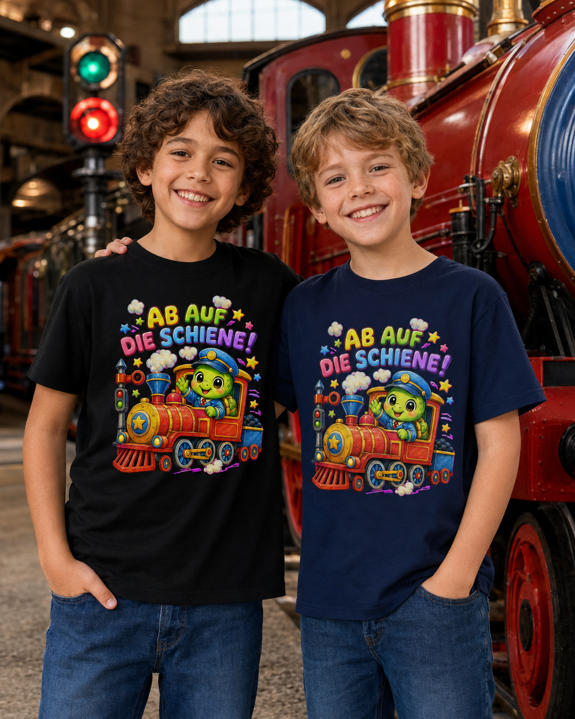Kinder-T-Shirt mit Lokführer-Schildkröte