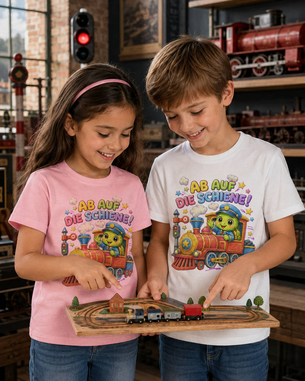 Kinder-T-Shirt mit Lokführer-Schildkröte