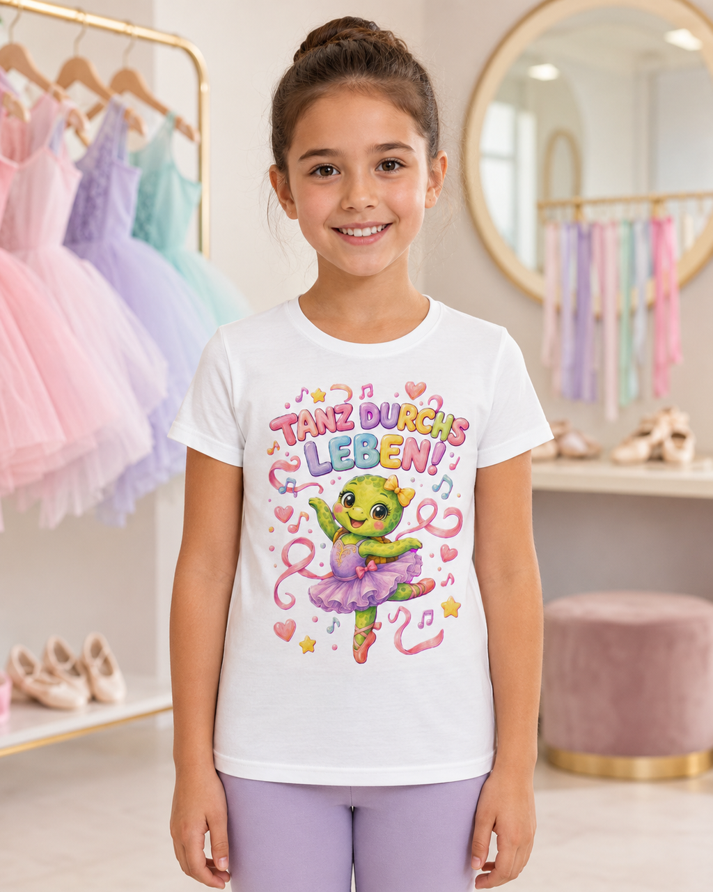 Mädchen-T-Shirt mit Ballerina-Schildkröte