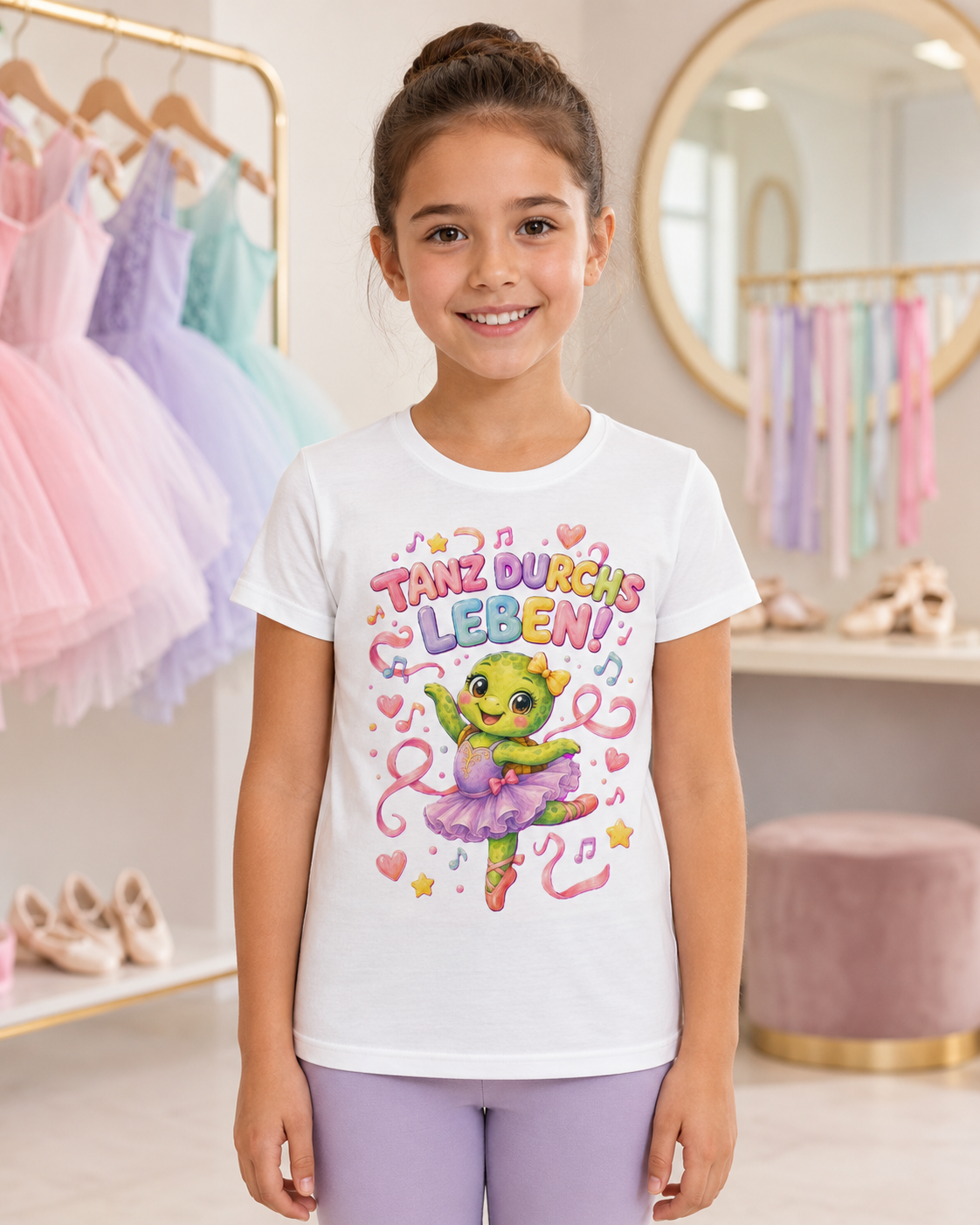 Mädchen-T-Shirt mit Ballerina-Schildkröte