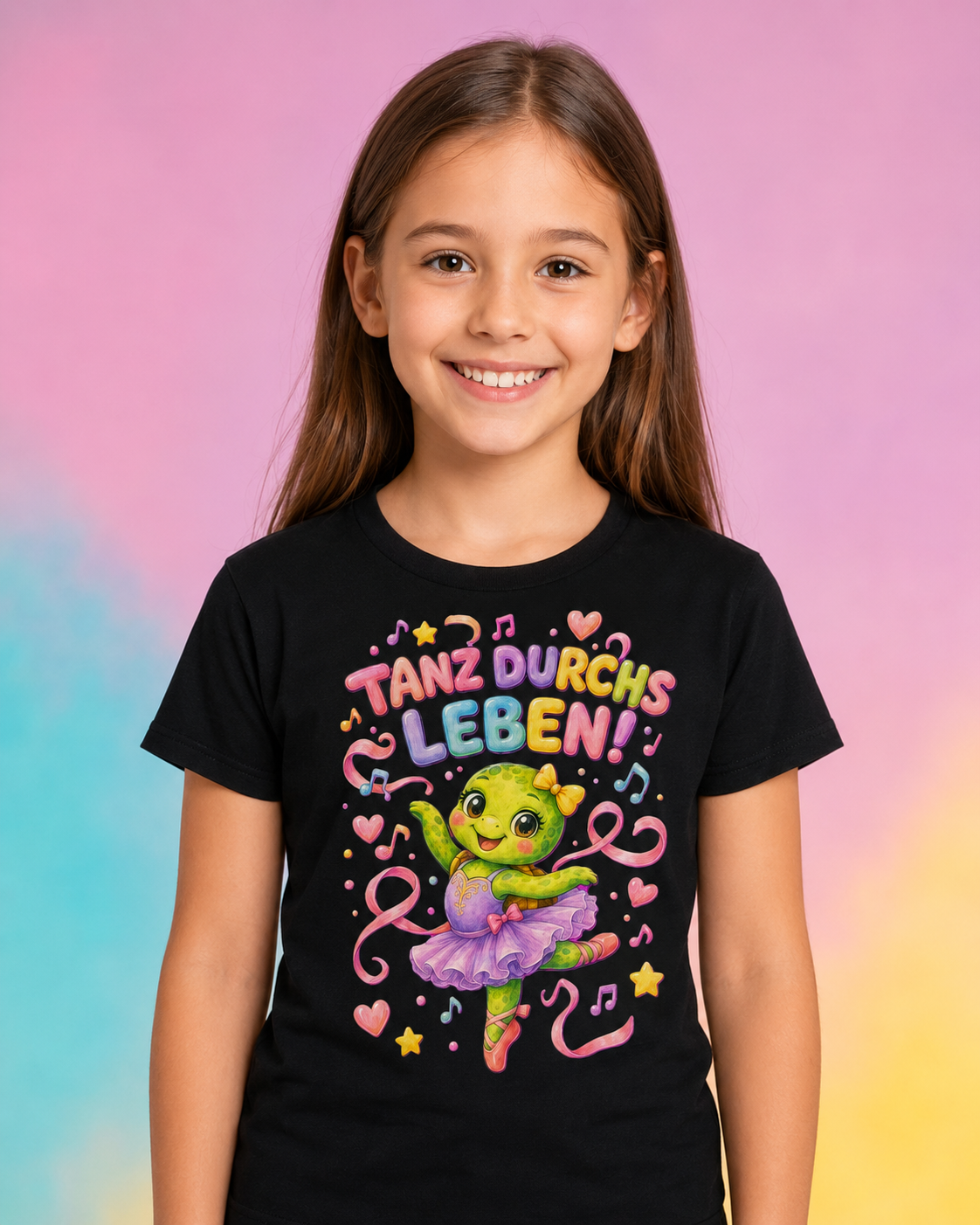 Mädchen-T-Shirt mit Ballerina-Schildkröte