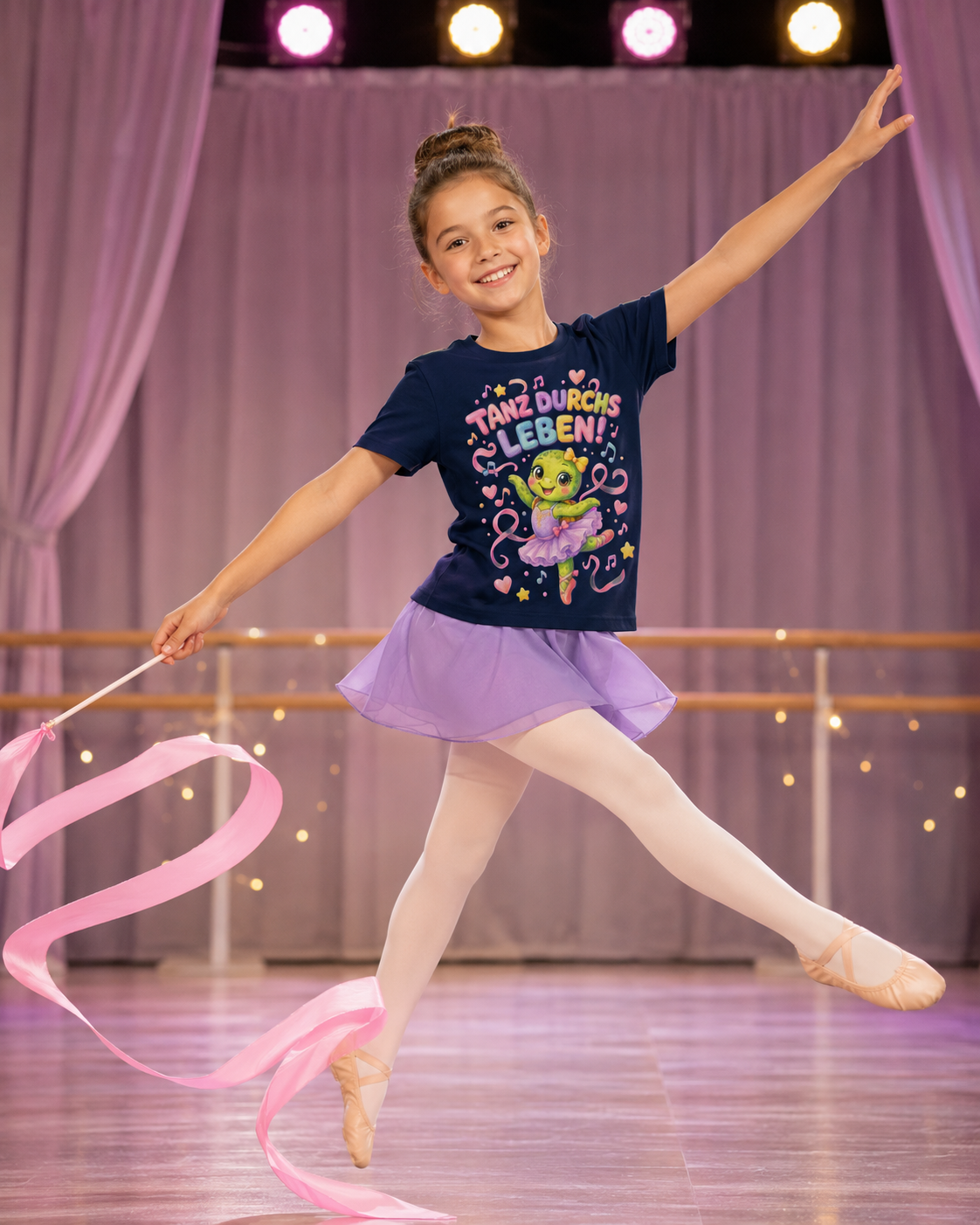 Mädchen-T-Shirt mit Ballerina-Schildkröte