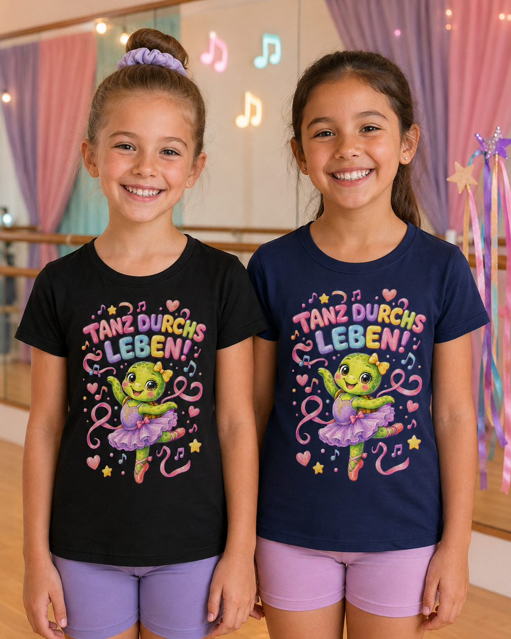 Mädchen-T-Shirt mit Ballerina-Schildkröte