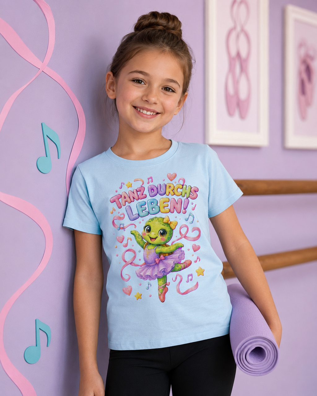 Mädchen-T-Shirt mit Ballerina-Schildkröte