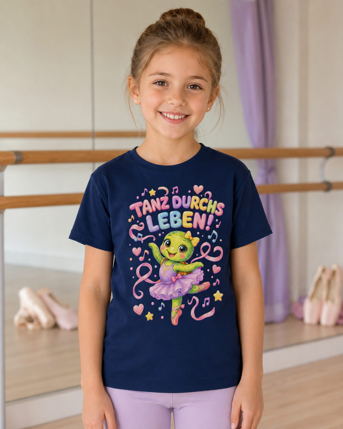 Mädchen-T-Shirt mit Ballerina-Schildkröte