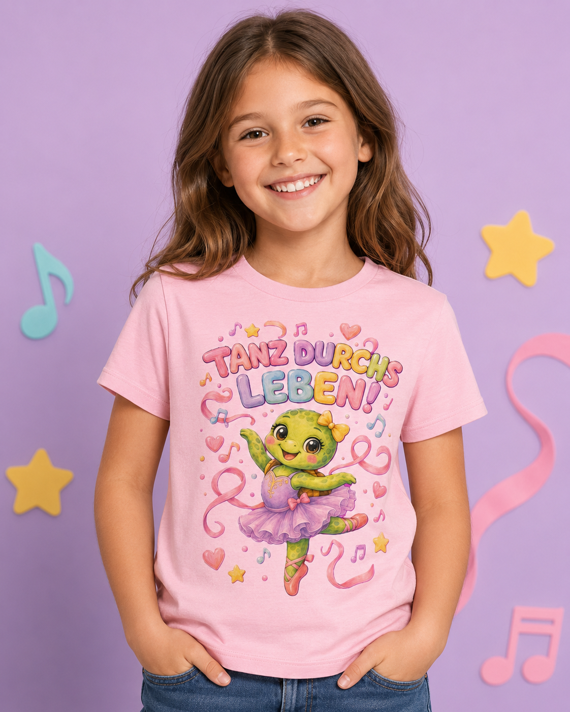 Mädchen-T-Shirt mit Ballerina-Schildkröte