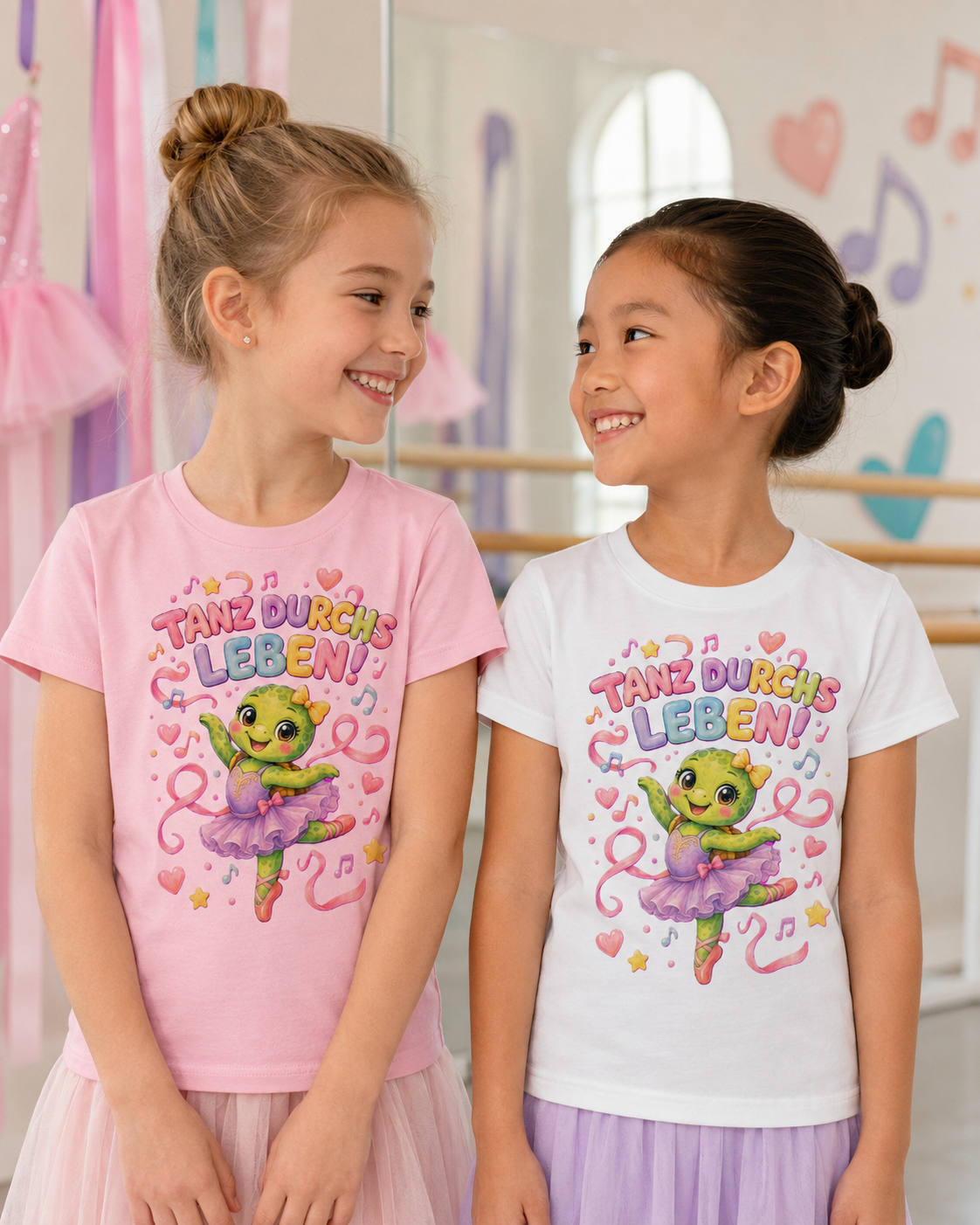 Mädchen-T-Shirt mit Ballerina-Schildkröte