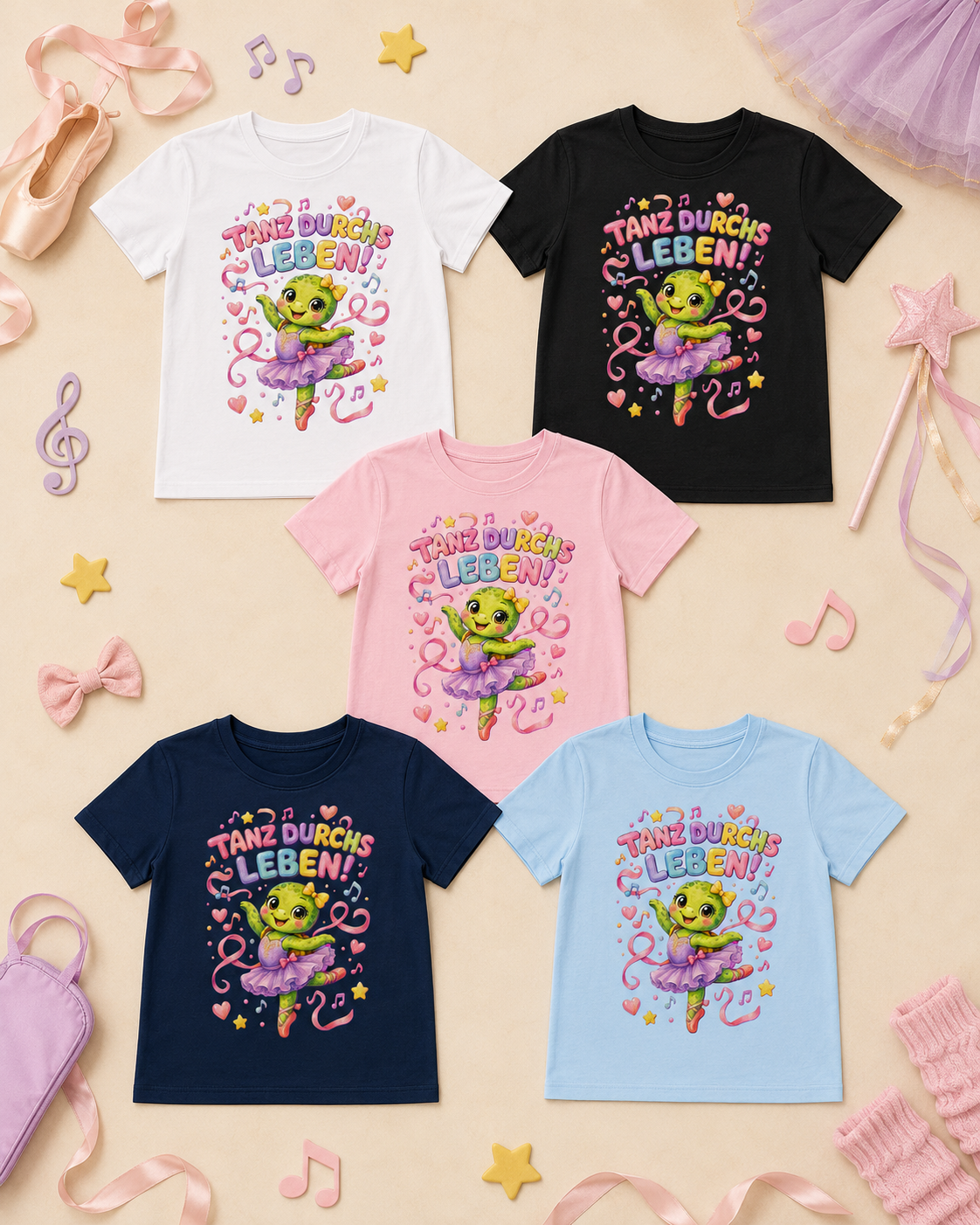 Mädchen-T-Shirt mit Ballerina-Schildkröte